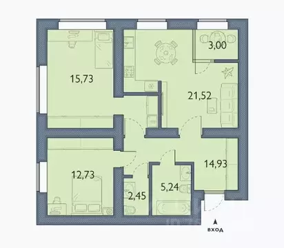 2-к кв. Брянская область, Брянский район, пос. Мичуринский, ...
