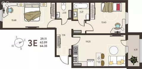 2-комнатная квартира: Курск, микрорайон Курского Завода Тракторных ...