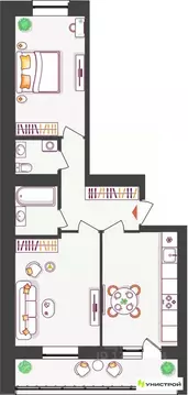 2-к кв. Самарская область, Тольятти ул. Владимира Высоцкого (54.92 м)