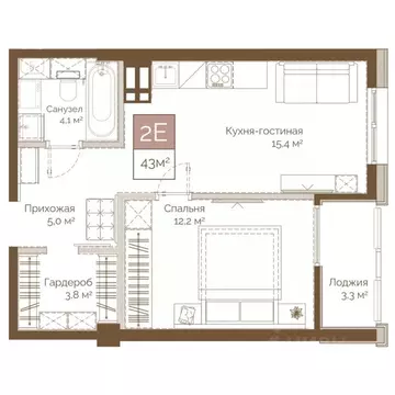 2-к кв. Приморский край, Владивосток Днепровский жилой комплекс (43.65 ...