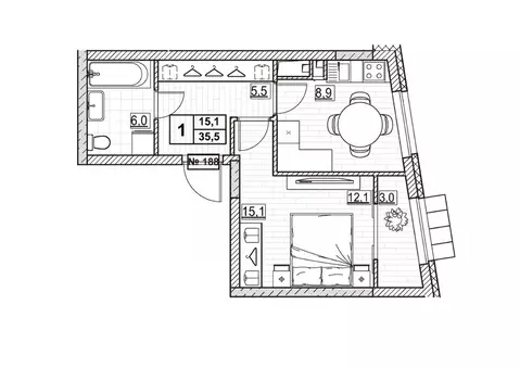 1-к кв. Нижегородская область, Нижний Новгород ул. Ванеева (35.5 м)