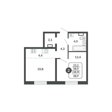 2-к кв. Кировская область, Киров Московская ул., 209 (38.9 м)