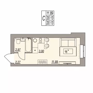 Студия Волгоградская область, Волгоград ул. Расула Гамзатова (20.13 м)