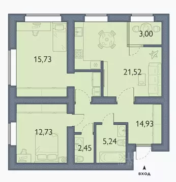 2-к кв. Брянская область, Брянский район, пос. Мичуринский, ...