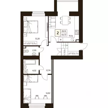 2-к кв. Башкортостан, Уфа ул. Ахметова, 296/2 (66.72 м)