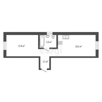 1-комнатная квартира: Анапа, Краснодарская улица, 66Г (44 м)