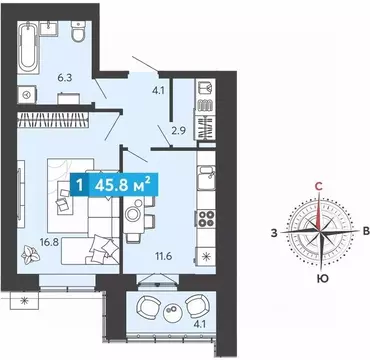 1-к кв. Пензенская область, Пензенский район, Засечный сельсовет, с. ...
