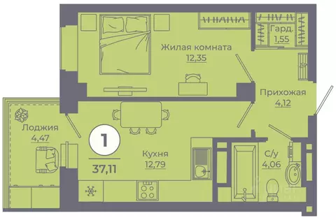 1-к кв. Ростовская область, Ростов-на-Дону ул. Еременко, 113 (36.8 м)
