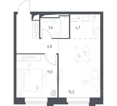 1-к кв. Москва Верейская 41 жилой комплекс, 3.1 (41.28 м)