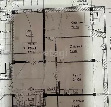 3-комнатная квартира: Махачкала, улица Лизы Чайкиной, 67Б (135 м)