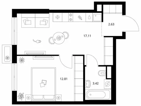 1-комнатная квартира: Москва, Проектируемый проезд № 990 (35.97 м)