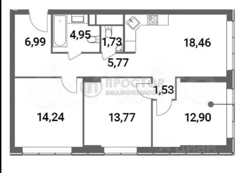 3-комнатная квартира: Москва, Шмитовский проезд, 39к6 (82 м)