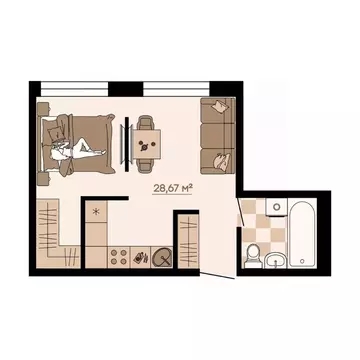 1-к кв. Приморский край, Владивосток ул. Грязелечебница (28.67 м)