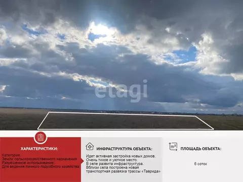 Участок в Крым, Сакский район, Суворовское с/пос, с. Великое  (6.0 ...