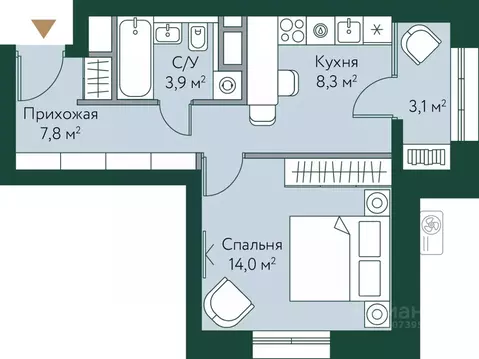 1-к кв. Волгоградская область, Волгоград Новосибирская ул., 74с1 (37.1 ...