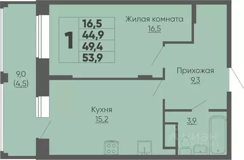 1-к кв. Чувашия, Чебоксары ул. Академика РАН Х.М. Миначева, 2 (53.9 м)