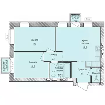 2-к кв. Удмуртия, Завьяловский район, с. Первомайский Санвилл жилой ...