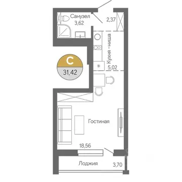 Студия Башкортостан, Стерлитамак ул. Ботаническая, 10 (31.42 м)
