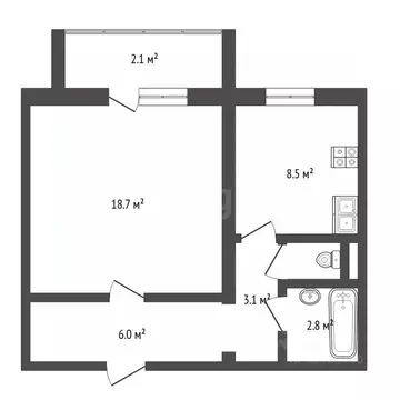 1-к кв. Тюменская область, Тюмень Молодежная ул., 70А (31.6 м)
