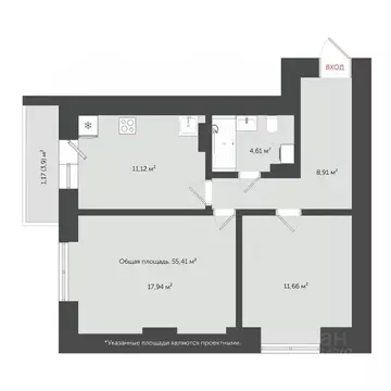 2-к кв. Ярославская область, Ярославль ул. Соловьева, 5 (57.8 м)