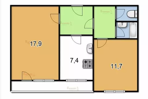 2-комнатная квартира: Екатеринбург, улица Начдива Онуфриева, 12 (48 м)