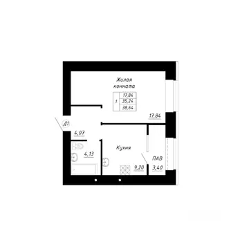 1-к кв. Башкортостан, Стерлитамак Прибрежный мкр,  (38.64 м)