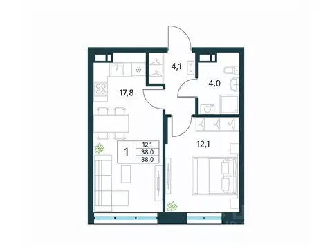 1-к кв. Забайкальский край, Чита Хороший мкр,  (38.0 м)