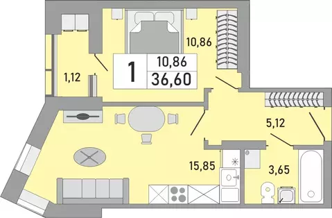 1-к кв. Башкортостан, Уфа Бакалинская ул., 9/1 (36.6 м)