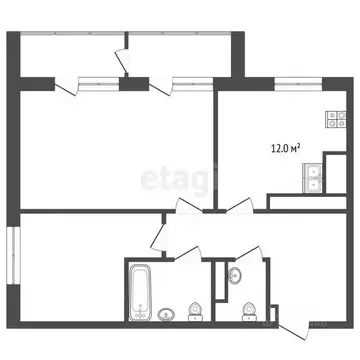 2-к кв. Тюменская область, Тюмень ул. Газовиков, 61 (56.0 м)