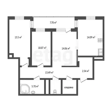 3-комнатная квартира: Тюмень, улица Монтажников, 61 (74.8 м)
