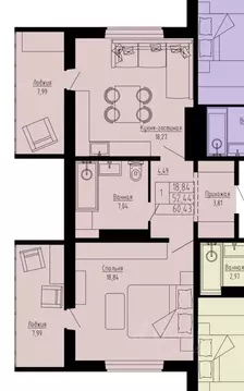 1-к кв. Омская область, Омск ул. Леонида Маслова, 7 (57.0 м)
