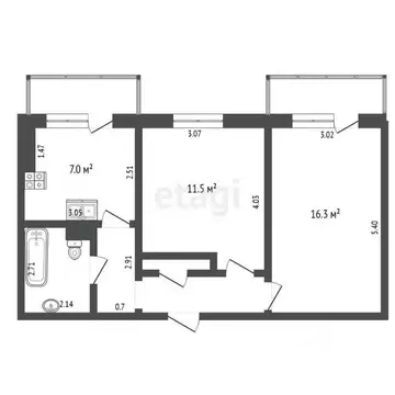 2-к кв. Калужская область, Калуга Больничная ул., 17 (47.5 м)
