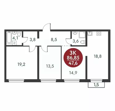 3-к кв. Новосибирская область, Новосибирск Скандинавские Кварталы ...