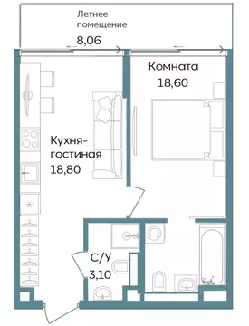 1-к кв. Крым, Саки ул. Морская (48.56 м)