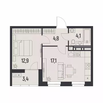 1-к кв. Пермский край, Пермь Ераничи мкр,  (40.6 м)