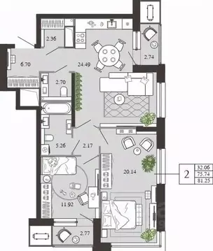 2-к кв. Тульская область, Тула ул. Фридриха Энгельса, 74 (81.25 м)