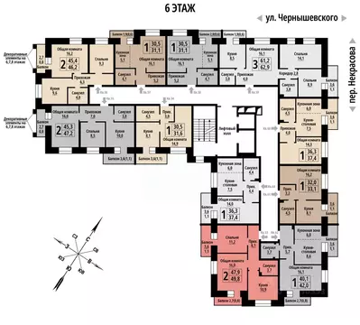2-к кв. Алтайский край, Барнаул ул. Чернышевского, 39 (49.0 м)