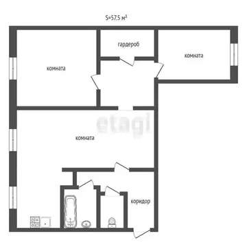 3-комнатная квартира: Пионерский, улица Строителей, 8 (57.5 м)
