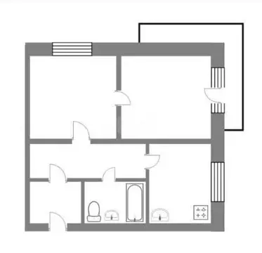 2-комнатная квартира: Бакал, улица Пушкина, 4 (41 м)