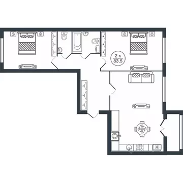 2-к кв. Тверская область, Тверь Бурашевское ш., 60 (83.5 м)