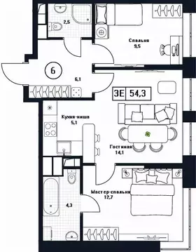 3-к кв. Московская область, Пушкино Пушкино Град жилой комплекс, к3 ...