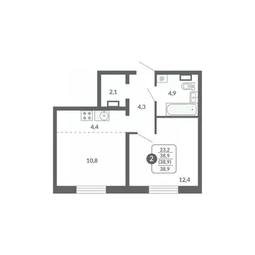 2-к кв. Кировская область, Киров ул. Потребкооперации, 34 (38.9 м)
