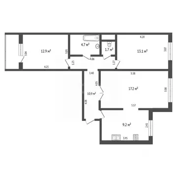 3-к кв. Хабаровский край, Хабаровск Краснореченская ул., 165А (69.7 м)
