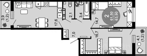 2-к кв. Краснодарский край, Сочи ул. Искры, 66/9с4 (63.9 м)