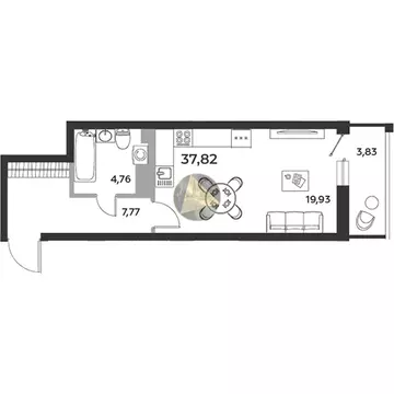 Студия Санкт-Петербург бул. Александра Грина, 4 (37.82 м)