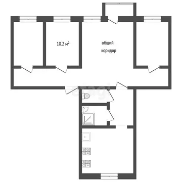 1к в -комнатной квартире (10.2 м)
