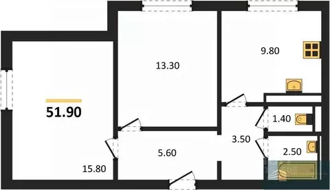 2-к кв. Воронежская область, Воронеж ул. Загоровского, 5/3 (51.9 м)
