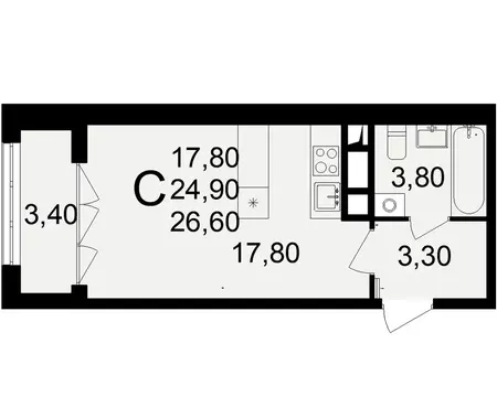 1-к кв. Тульская область, Тула пос. Горелки, Большая ул., 6/1 (24.9 м)