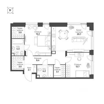 2-к кв. Москва ул. Суетина (78.2 м)