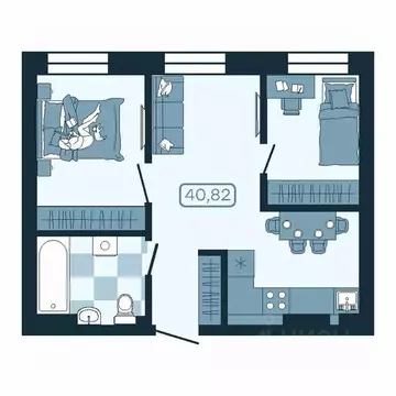 2-к кв. Приморский край, Владивосток ул. Борисенко, 100Кс1 (40.82 м)